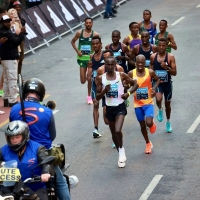 Sanlam Marathon 2023: Spitzengruppe Männer. Foto: Caleb Bjergfelt