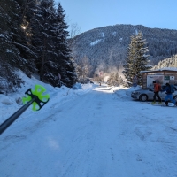 Skitour Hippoldspitze 02: Start bei der Ochsenbrandalm oder etwas weiter vorne beim Lager Walchen.
