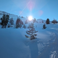 Skitour Glanderspitze 08: Nach der Alm wird das Gelände etwas offener und spannender.