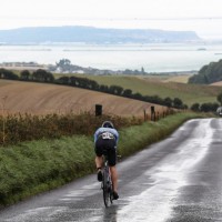 VIEWS OF THE BAY: An athlete approaches Weymouth on the return section of the bike leg of IRONMAN 70.3 Weymouth. (Huw Fairclough for IRONMAN