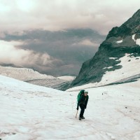 Bernina-Überschreitung 18: Blick zurück auf den kurzen Abschnitt auf dem Gletscher