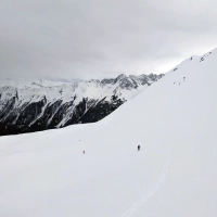 Skitour Hohe Köpfe 10: Blick zurück auf einer etwas steileren Passage.