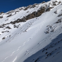 Fundusfeiler-Skitour 06: Die Abfahrt ist ein Stück unterhalb des Gipfels über einen Westhang möglich.