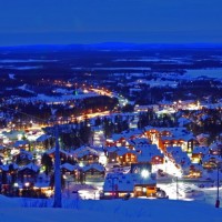 Village Levi at night from Front slopes (C) Oy Levi Ski Resort Ltd