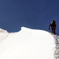 Bernina-Überschreitung 42: Schnee am Biancograt, so weit das Auge reicht