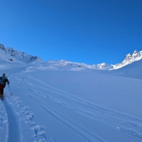 Skitour Murkarspitze 07: Nach dem ersten Steilhang ist nun das Hintere Tal erreicht.